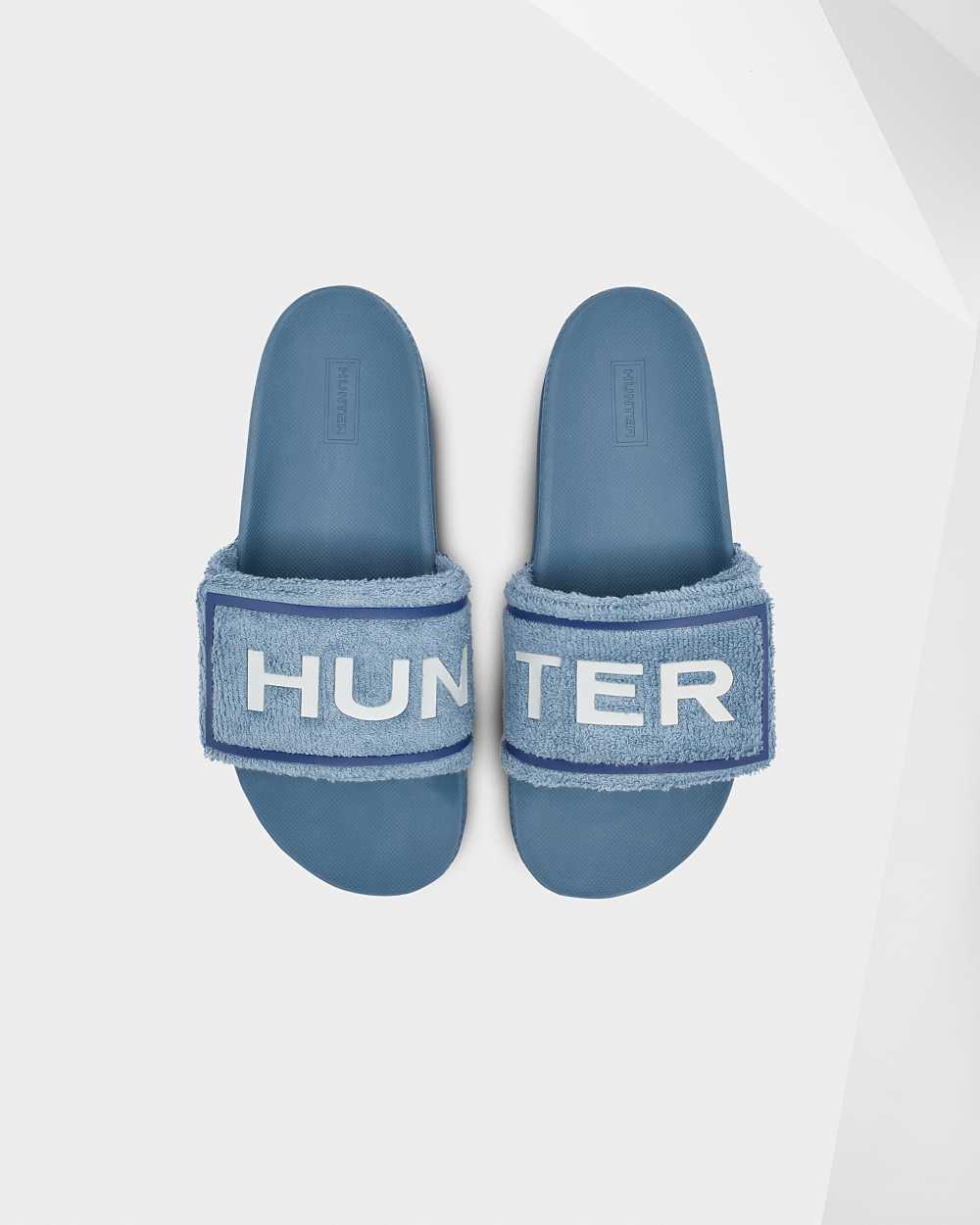 Hunter Original Terry Towelling Logo Sandaler Blå - Hunter Sandaler Dame | NHB612784